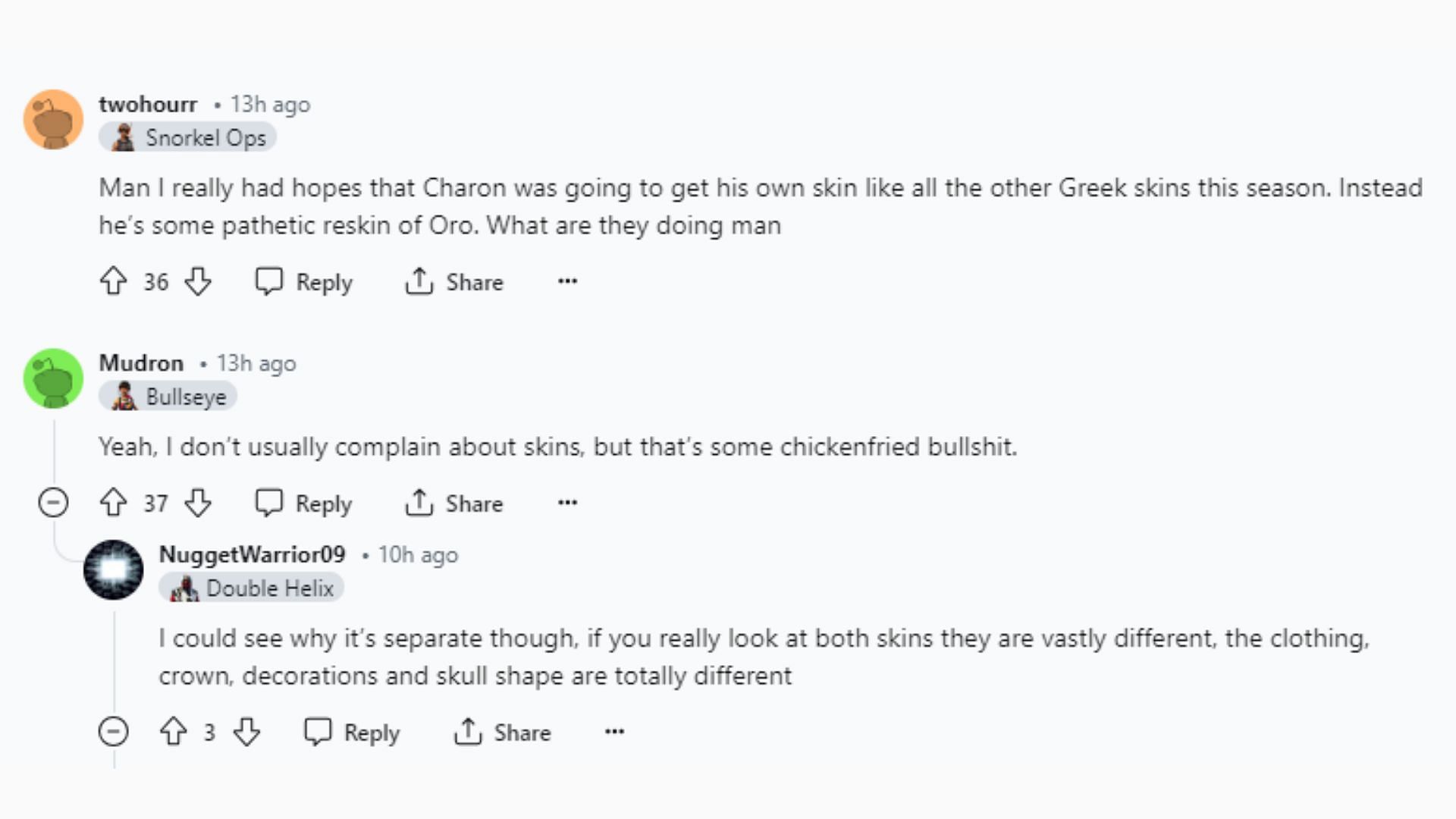 Comments from the Fortnite community (Image via Reddit/TheFloompa)
